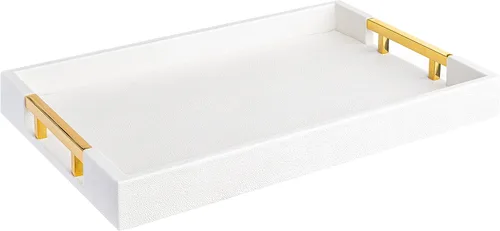 Miniatura 19 de Home Redefined - Moderna y elegante bandeja rectangular de 17.5 x 12 pulgadas, estilo shagreen, color azul bebé claro, con aspecto de cuero falso