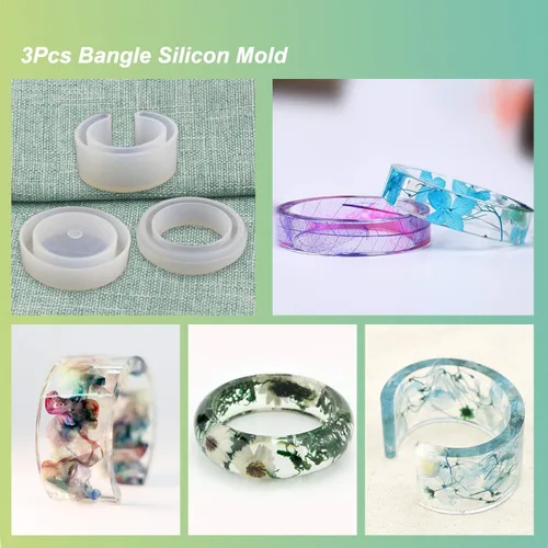 Miniatura 3 de LET'S RESIN 30 moldes de joyería de resina, moldes de joyería para resina UV, kit de moldes de silicona de resina con pulsera, colgante, anillo