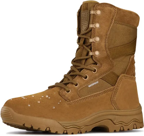 Miniatura 11 de FREE SOLDIER - Botas tácticas para hombre, botas de combate ligeras de 8 pulgadas, botas de trabajo militar de cuero de ante duradero, bota