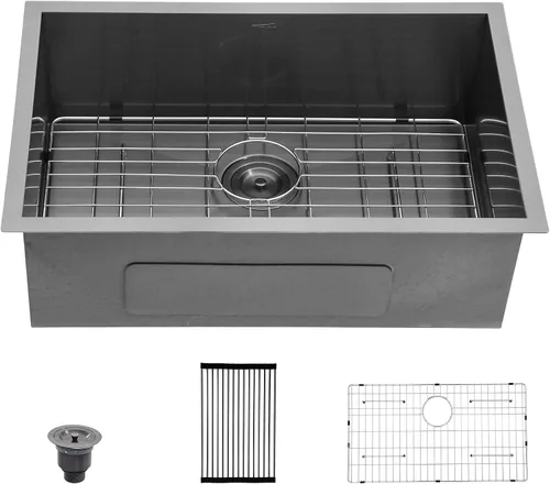Miniatura 18 de Fregadero de Lavandería Empotrado de 21 Pulgadas, Utilitario, Calibre 16, Acero Inoxidable, Tazón Individual de 12 Pulgadas de Profundidad, Bajo