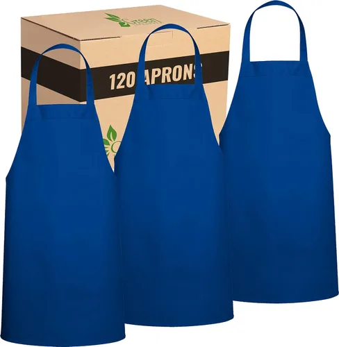 Miniatura 14 de GREEN LIFESTYLE Paquete de 2 delantales de chef con bolsillos, delantales de parrilla para hombres, delantal de cocina impermeable para barbacoa