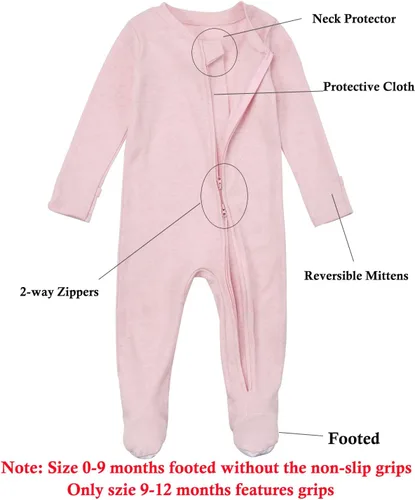Miniatura 2 de Aablexema Pijama de bebé con mitones, 3 piezas, ropa de dormir de algodón con pies para bebé
