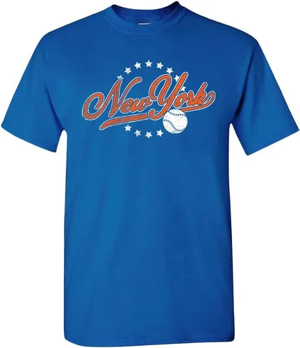 Camiseta de hombre estilo vintage del equipo para aficionados al béisbol New York - Camisa Royal