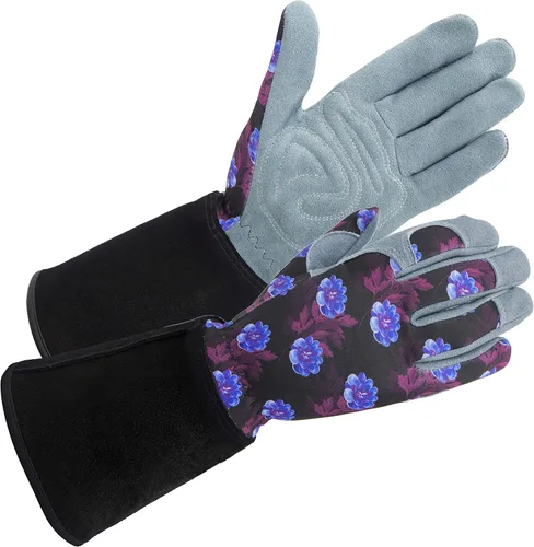 Miniatura 9 de SKYDEER Guantes de jardinería de piel de ciervo genuina para mujer, ultrasuaves y acolchados, ajuste cómodo para el trabajo (SD6611/M)
