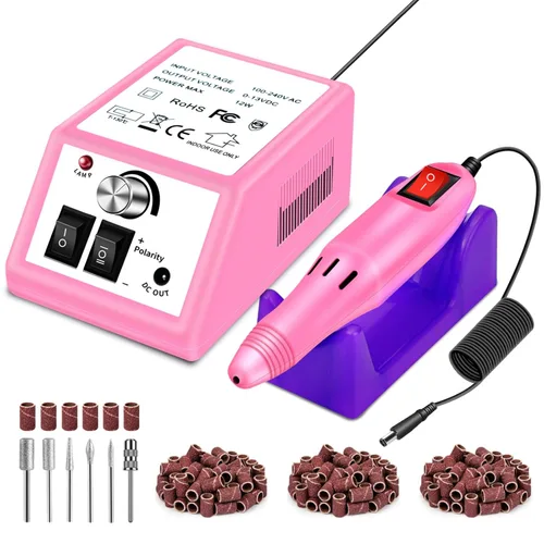 Miniatura 10 de LAVAED Kit de máquina de taladro de uñas eléctrico profesional, vibración de bajo ruido con brocas de uñas y bandas de lijado para taladro de uñas