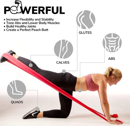 Miniatura 4 de Resistance Bands for Working Out 7Ft Long Resistance Bands Super Exercise Bands with Carry Pouch and Door Anchor I Latex Free Workout Bands Rojo