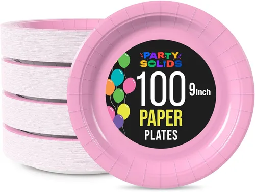 Miniatura 54 de Exquisite Party Solids - Platos desechables de papel amarillo de 7 pulgadas, para fiestas, 100 unidades, resistentes, 350 GSM, suministros