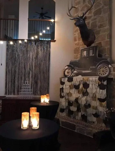 Miniatura 8 de Melsan - 2 cortinas de telón de fondo con flecos de papel de aluminio de 97 cm x 2.4 m, cortinas metálicas brillantes para decoración de fiestas