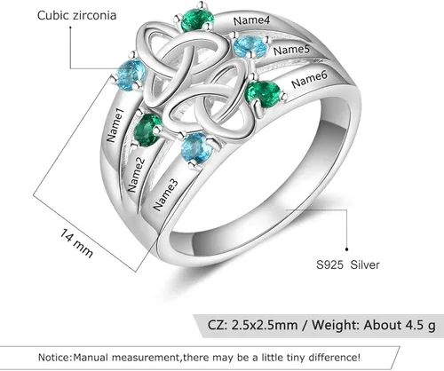 Miniatura 3 de 6 anillos de imitación de piedras natales para madres para mujer grabados anillos familiares para abuela mujeres anillos para regalo de día