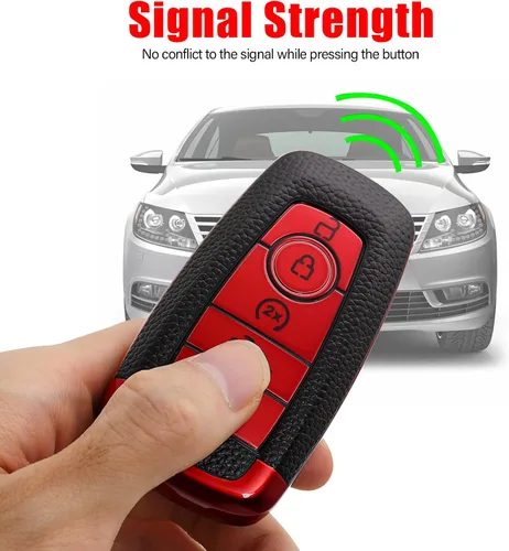 Miniatura 3 de Funda para llavero Ford de TPU suave con llavero de cuero, funda protectora completa compatible con Ford Explorer Mustang Fusion Escape F150 F250