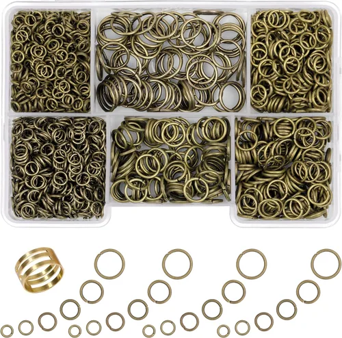 1400 anillos de salto de tamaño mixto para fabricación de joyas, llaveros, reparación de collares y manualidades de bricolaje, 0.157 in, 0.236 in,
