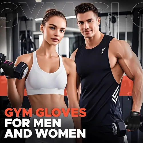 Miniatura 4 de Guantes de gimnasio BEACE para levantamiento de pesas, con palma de piel antideslizante para entrenamiento, fitness y culturismo para hombres
