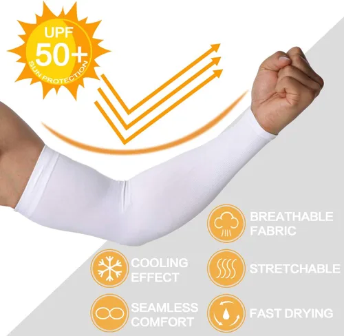 Miniatura 2 de 4 pares de mangas de brazo para hombres y mujeres - para cubrir tatuajes - manga deportiva refrescante para baloncesto, golf, fútbol Blanco-4 pares