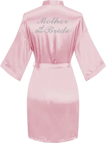 Miniatura 49 de Bata de boda para mujer, para novia, dama de honor, corta, de satén, kimono, batas de seda para prepararse, fiesta nupcial