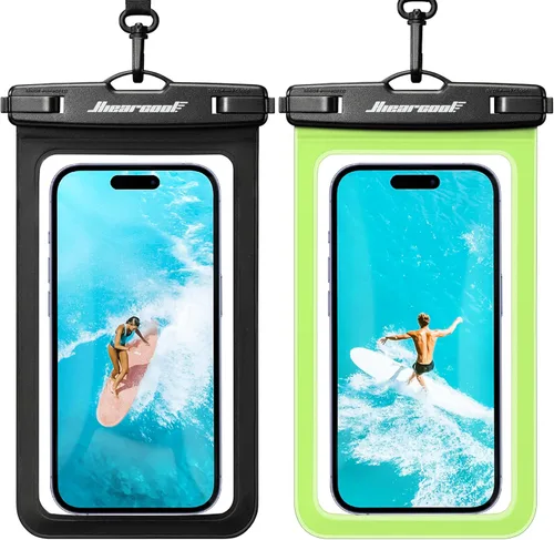 Miniatura 24 de Hiearcool Bolsa impermeable para teléfono, funda impermeable para teléfono con cordón cruzado compatible con iPhone 17, 16, 15, 14, 13 Pro Max de 2