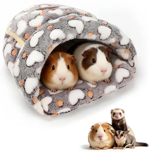 Miniatura 18 de YUEPET Cama de conejillo de indias, cueva de abrazo, forro polar cálido, ropa de cama acogedora para la casa, cojín para dormir, jaula nido