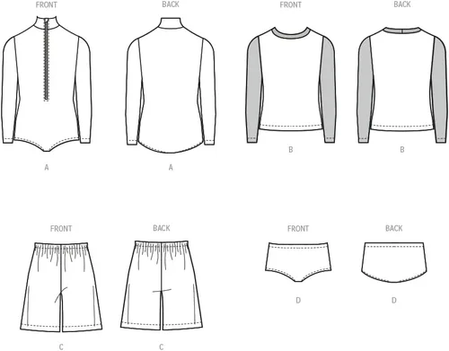 Miniatura 3 de McCall's Body para niños, protector contra erupciones, bikini, pantalones cortos y patrón de costura superior, código de diseño M8395, tallas