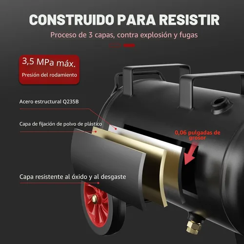 Miniatura 6 de Compresor de aire ultra silencioso de 8 galones, 1.5HP 4.52 CFM, tanque de compresor de aire sin aceite máximo de 115 PSI, 110V/60Hz, compresor