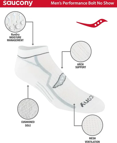 Miniatura 2 de Saucony Men's Bolt RunDry Performance No-Show Multi-pack Socks