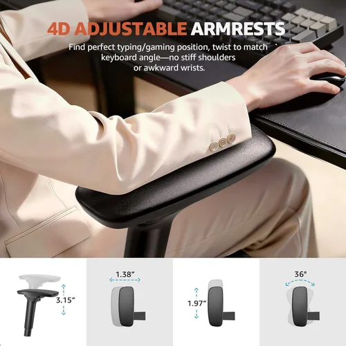 Miniatura 6 de ErgoSift M2 - Silla de oficina ergonómica, silla de escritorio de malla con respaldo alto, soporte lumbar ajustable y reposacabezas reposabrazos 4D