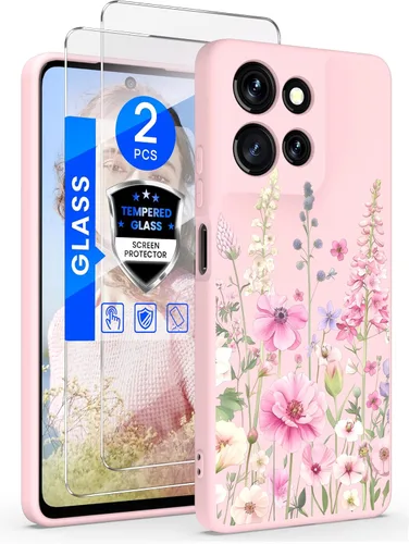 Miniatura 11 de Yucenx Funda para Motorola Moto G 5G 2024 de 6.6 pulgadas, funda de silicona líquida floral para niñas y mujeres, a prueba de golpes, antiarañazos