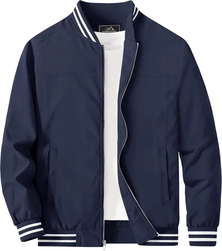 Miniatura 17 de MAGCOMSEN Chaqueta bomber para hombre, ligera, cortavientos, con cremallera, resistente al viento, casual, primavera, otoño, abrigo para golf