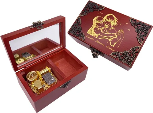 Miniatura 11 de Youtang Caja de Música de Joyería de Nightmare Before Christmas con Espejo, Caja Musical de Madera Grabada con Láser, Caja Musical de Cuerda, Regalo