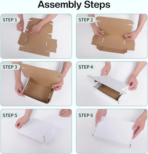 Miniatura 6 de Juego de 25 cajas de envío blancas de 13 x 10 x 2 pulgadas, cajas de cartón corrugado certificadas por FSC para embalaje, correo, pequeñas empresas