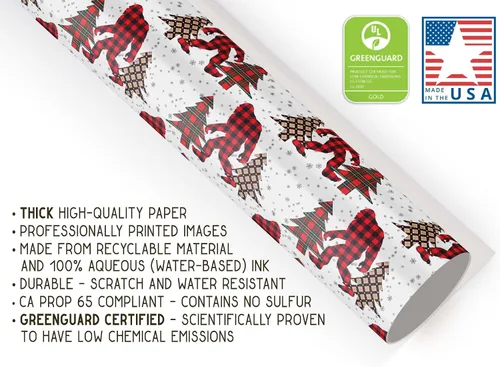 Miniatura 4 de Papel de regalo de lujo de Navidad con diseño de pie grande, papel de regalo grueso para árbol de Navidad, decoración de Navidad Sasquatch