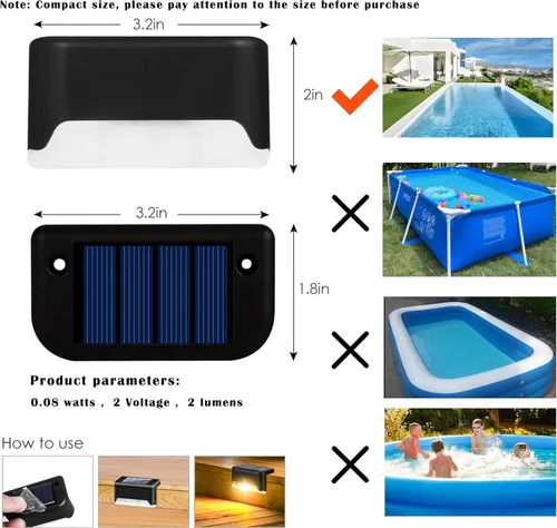 Miniatura 2 de Little Joke Paquete de 4 luces solares laterales para piscina, que cambian de color, impermeables, accesorios de piscina, luces nocturnas, luces LED