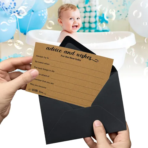Miniatura 2 de Advice and Wishes for Baby Shower, paquete de 50 tarjetas de consejos para bebé, tarjetas de juego de baby shower, 4 x 6 pulgadas (bebé nuevo)