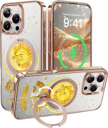 Miniatura 24 de CASEKOO Funda plateada brillante para iPhone 17 Pro con soporte magnético giratorio de 360 grados [compatible con MagSafe]