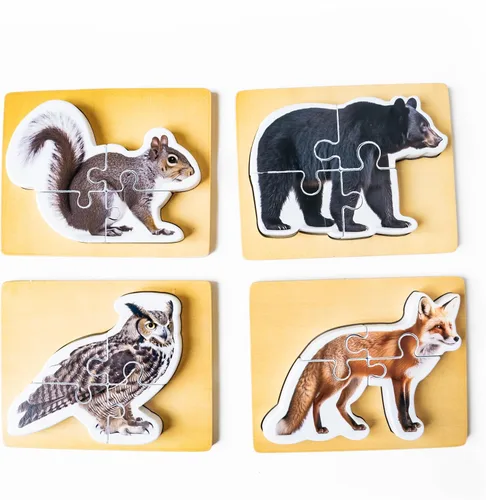 Miniatura 8 de Rompecabezas de madera Montessori de animales para niños de 2 años en adelante, rompecabezas realista con forma de animal de safari grueso - Juguete