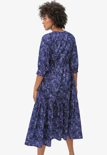 Miniatura 3 de Ellos Vestido midi de algodón escalonado de talla grande para mujer