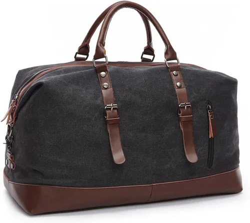 Miniatura 2 de Bolsa de lona de viaje de fin de semana, extra grande, bolso de mano, Negro