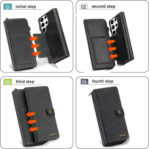 Miniatura 7 de Funda tipo cartera para Samsung Galaxy S23 Ultra, funda tipo cartera multifunción, desmontable 3 en 1 magnética para Galaxy S23 Ultra, funda
