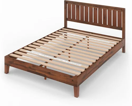 Miniatura 9 de Cama plataforma de madera sólida de lujo Zinus 12 pulgadas con cabecero de cama/no necesita resortes/soporte de madera con listón/acabado expreso