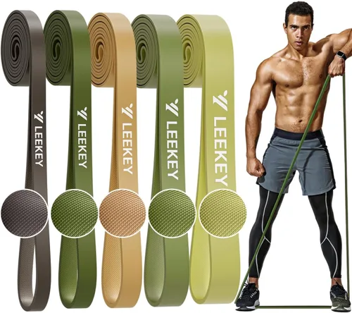 Miniatura 20 de LEEKEY Pull Up Assistance Bands,Muit Levels Resistance Bands for Senior/Adults,Exercise Bands with Door Anchor, Strength Bands for Fitness Training