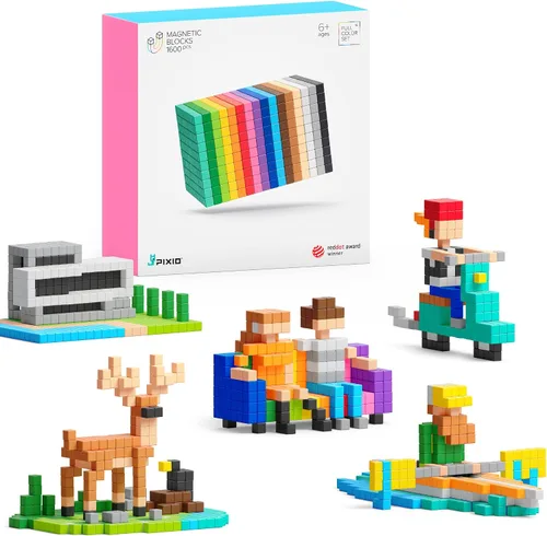 Miniatura 10 de PIXIO-100 - Juguete de construcción de bloques magnéticos pequeños en el estilo Pixel Art con aplicación gratuita - Cubos de plástico de 5/16" con 6