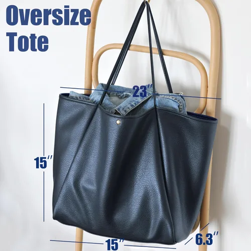 Miniatura 24 de HOXIS Bolso de mano de cuero PU de gran tamaño para mujer, bolso de fin de semana, bolso de viaje