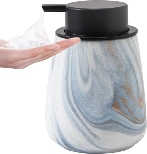 Miniatura 16 de Dispensador de jabón de manos de espuma de 12 onzas, dispensador de jabón espumoso negro para baño con bomba fácil de presionar, dispensador