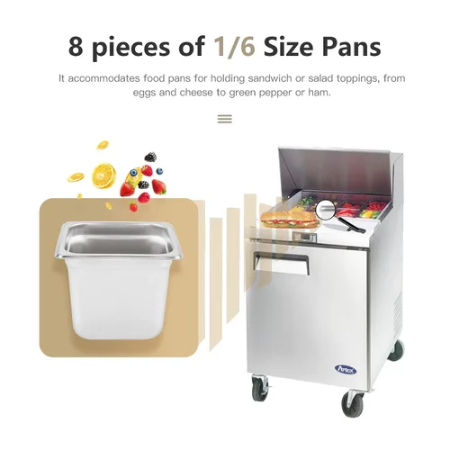 Miniatura 2 de Atosa MSF8301GR - Refrigerador de mesa de preparación de sándwiches y ensaladas de 27 pulgadas para restaurante, hotel, delicatessen, cafetería, 1