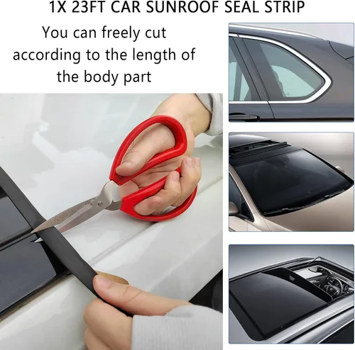 Miniatura 3 de Tira de sellado de parabrisas de automóvil, tira de sellado de goma flexible, tira de sellado de techo solar, burletes multifuncionales para 23 pies