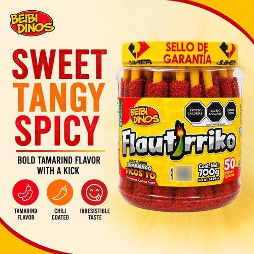 Miniatura 7 de Flautirriko Tarugos Tamarindo Candy Sticks 50 piezas 19.40 oz Always Fresh