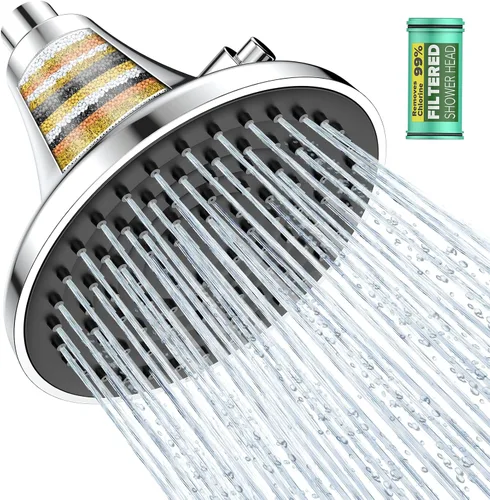 Homlord Cabezal de ducha filtrado de alta presión, reemplazo de filtro de un botón, diseñado para agua dura, elimina el cloro y las impurezas, di