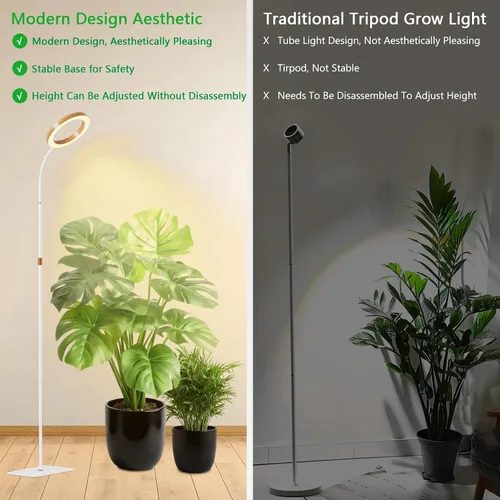 Miniatura 6 de SDOVUERC Luz de crecimiento de espectro completo con soporte para plantas de interior, luz de plantas de suelo, temporizador de 6/12/18H, 3 modos