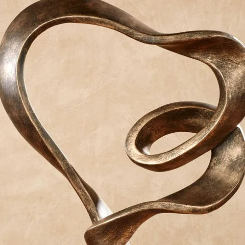 Miniatura 4 de Touch of Class Lifes - Escultura de mesa de viaje, oro antiguo Love Statue, Resin Abstract Heart Design, Ribbon-Like Representation, Modern Decor