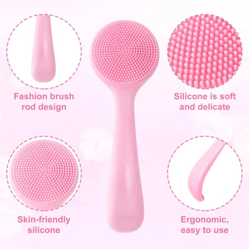 Miniatura 4 de HINZIC Paquete de 2 cepillos de limpieza facial manual de silicona, agradable a la piel, impermeable, limpiador exfoliante para puntos negros