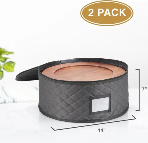 Miniatura 2 de Paquete de 2 recipientes de almacenamiento de porcelana para plato grande – 14 pulgadas de ancho x 7 pulgadas de alto – Incluye 24 separadores