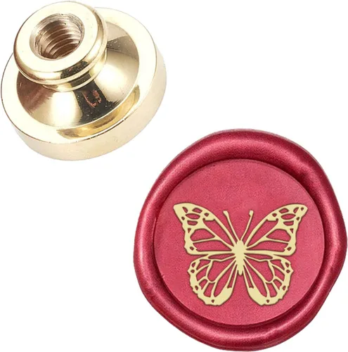 CRASPIRE Cabeza de sello de cera de mariposa, cabeza de sello de latón extraíble sin mango, cabeza de latón de repuesto para sobres de regalo